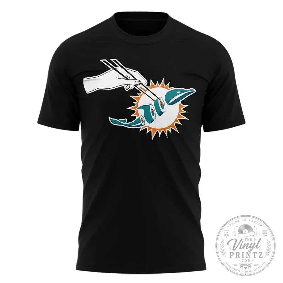 Miami Dolphins Gameday Sushi Chopsticks Black T-Shirt 8 Miami Dolphins Gameday Sushi Chopsticks Black T-Shirt