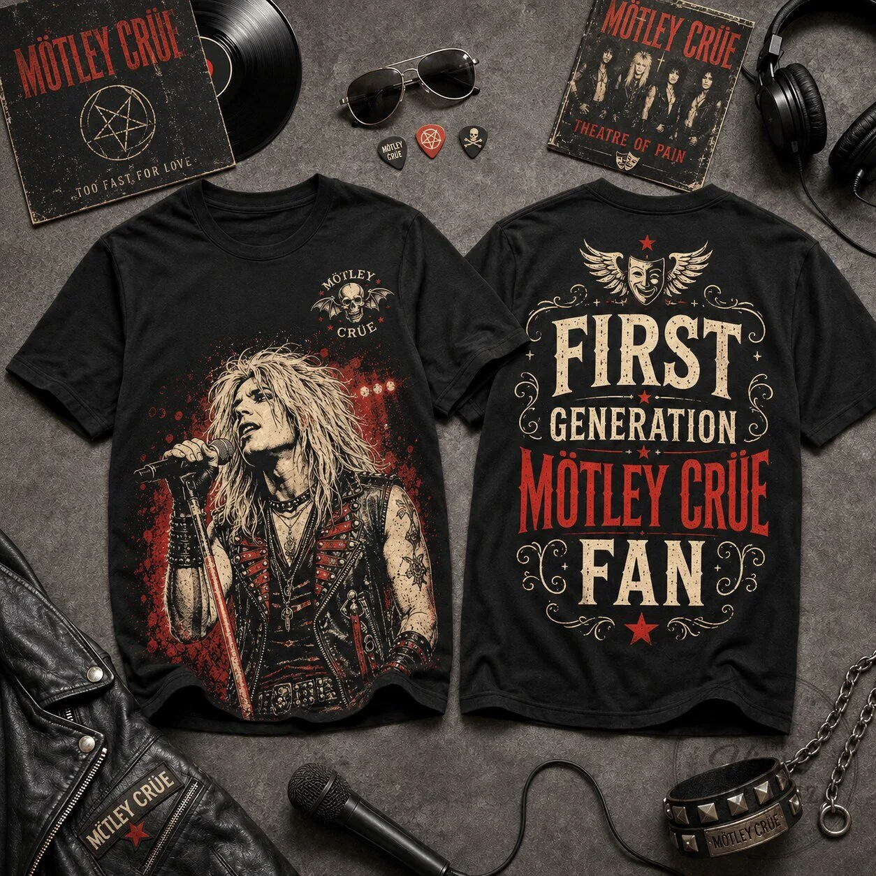 Motley Crue First Generation Fan Music Rock Band T-Shirt