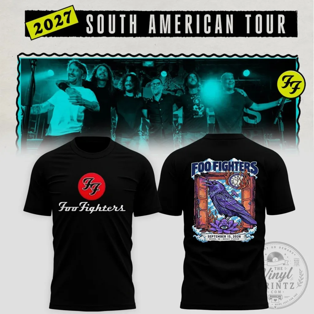 Foo Fighters South American Tour 2027 Concert Black T-Shirt Foo Fighters South American Tour 2027 Concert Black T-Shirt