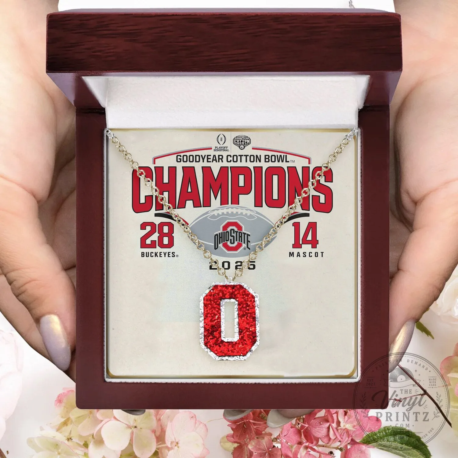 Glenfiddich 140th Anniversary Edition Stag Bottle Figurine 3 Ohio State Buckeyes Football Champions 2025 Goodyear Cotton Bowl Necklace