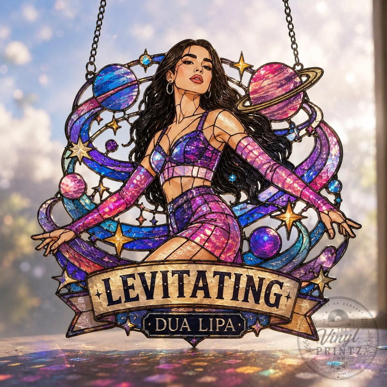 Dua Lipa Levitating Stained Glass Effect Acrylic Window Hanging Suncatcher