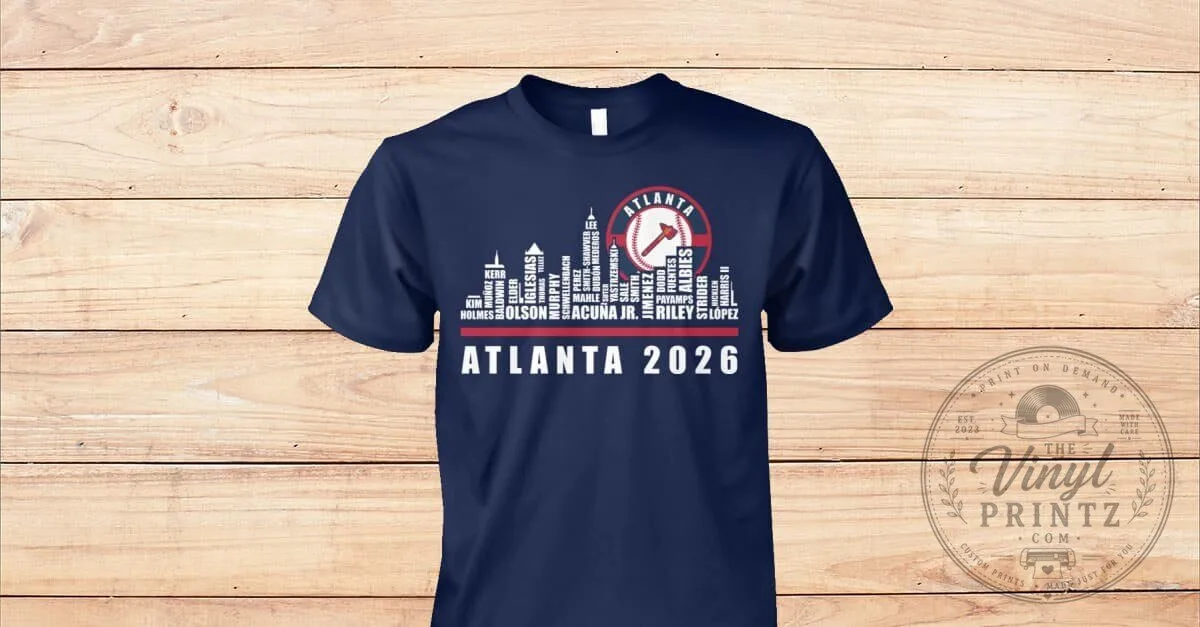 Atlanta Baseball Team Skyline Player Names 2026 Fan T-Shirt