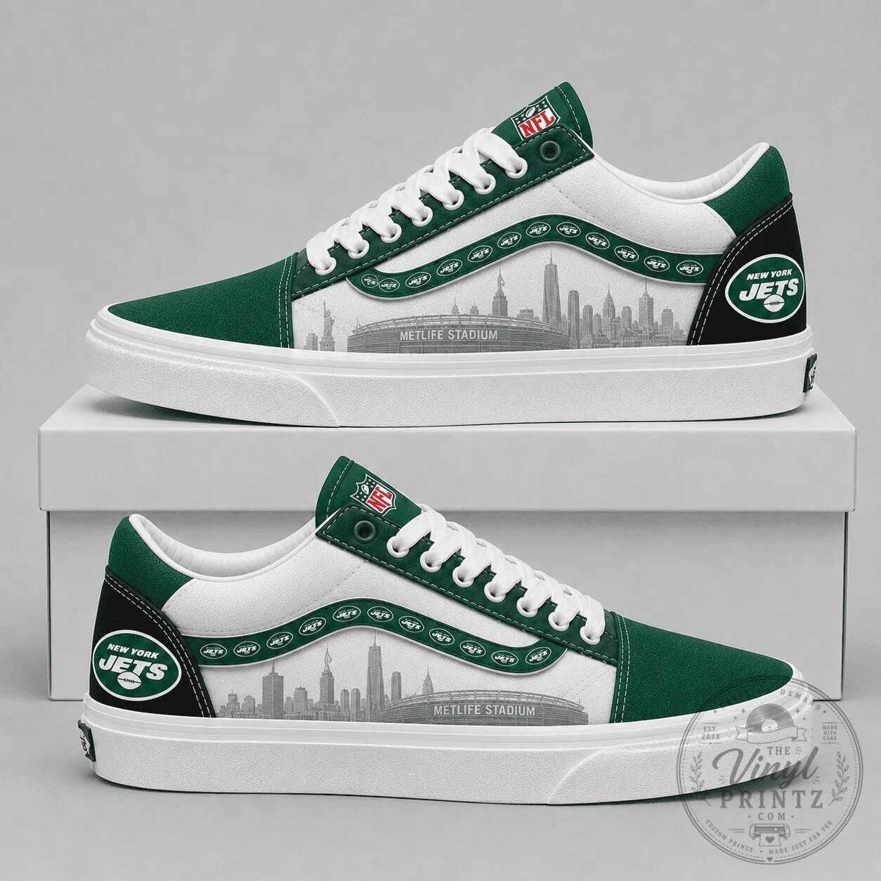 New York Jets MetLife Stadium Skyline NFL Football Team Shoes
