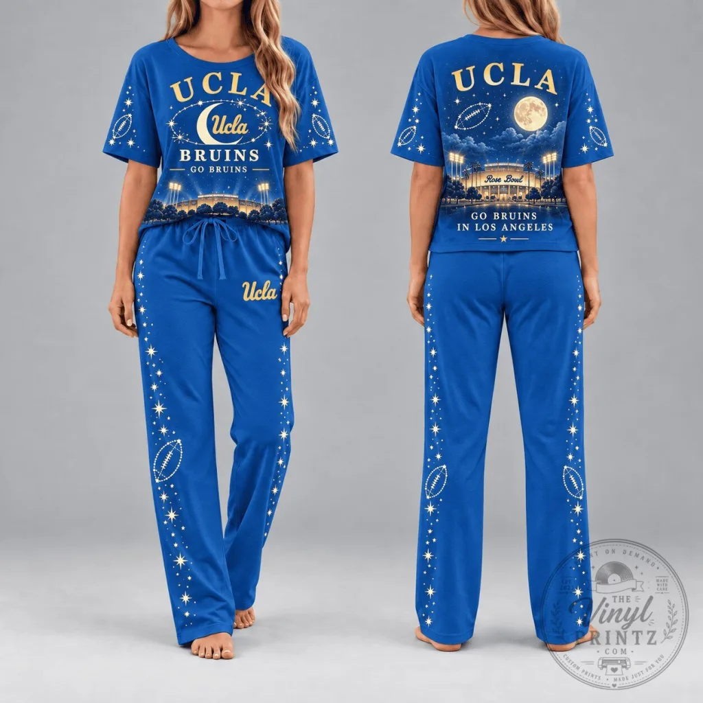 UCLA Bruins Rose Bowl Football Stadium Night Sky Pajamas Set for Women UCLA Bruins Rose Bowl Football Stadium Night Sky Pajamas Set for Women