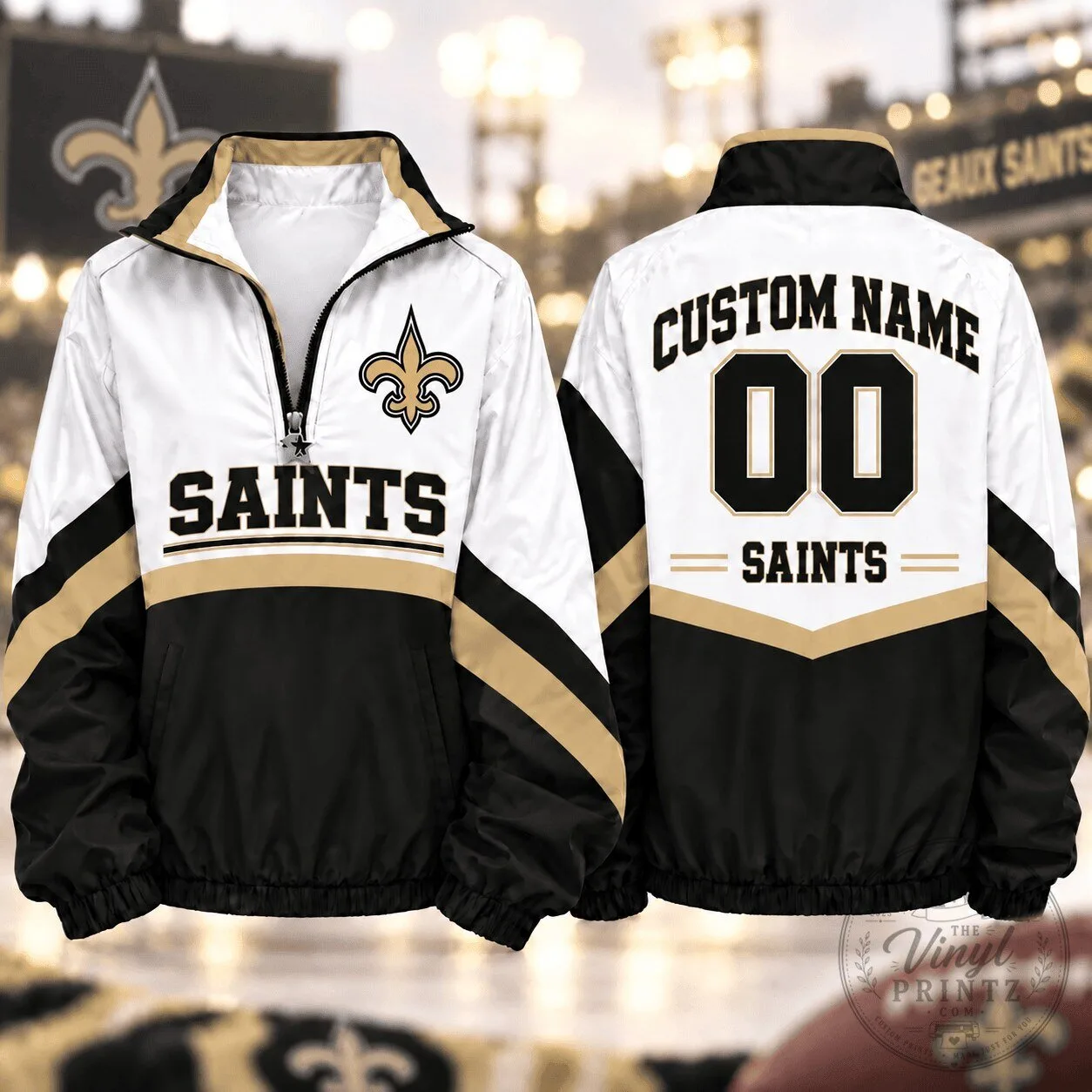 New Orleans Saints NFL Football Team Logo Quarter Zip Jacket
