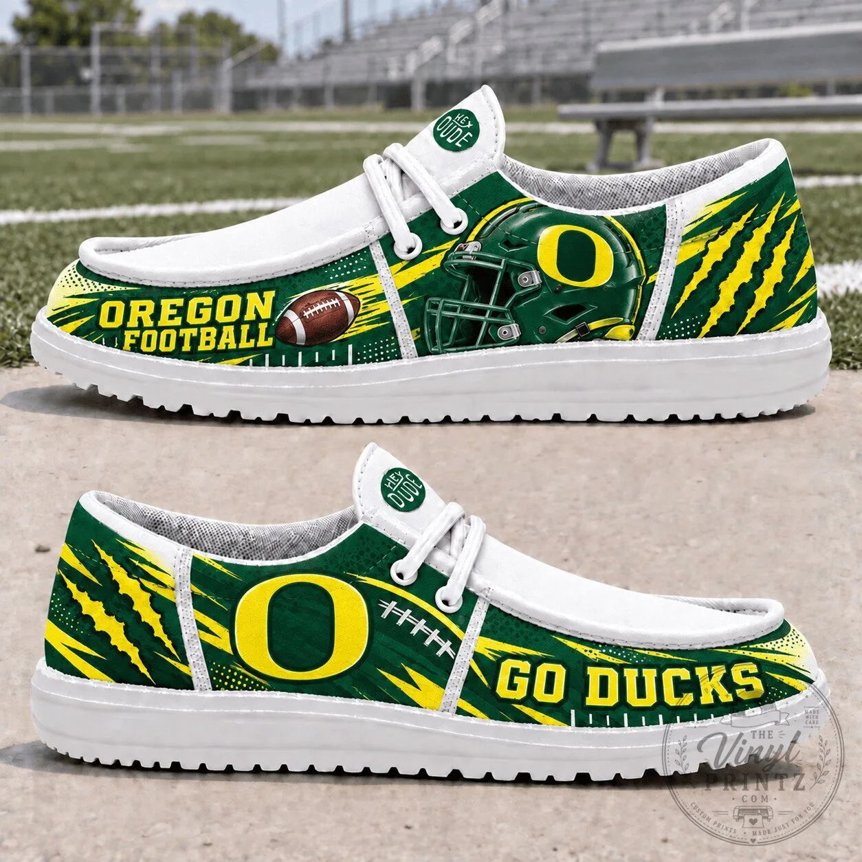 Oregon Ducks Football Team Logo Slip-On Shoes