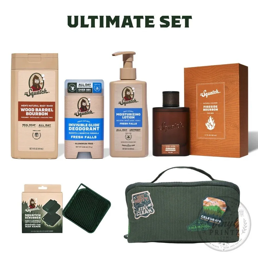 Dr Squatch Mens Natural Wood Barrel Bourbon Ultimate Set 8 Dr Squatch Mens Natural Wood Barrel Bourbon Ultimate Set