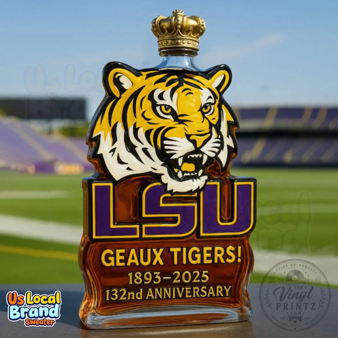 LSU Tigers Geaux Tigers 132nd Anniversary Whiskey Bottle Decanter 1 LSU Tigers Geaux Tigers 132nd Anniversary Whiskey Bottle Decanter