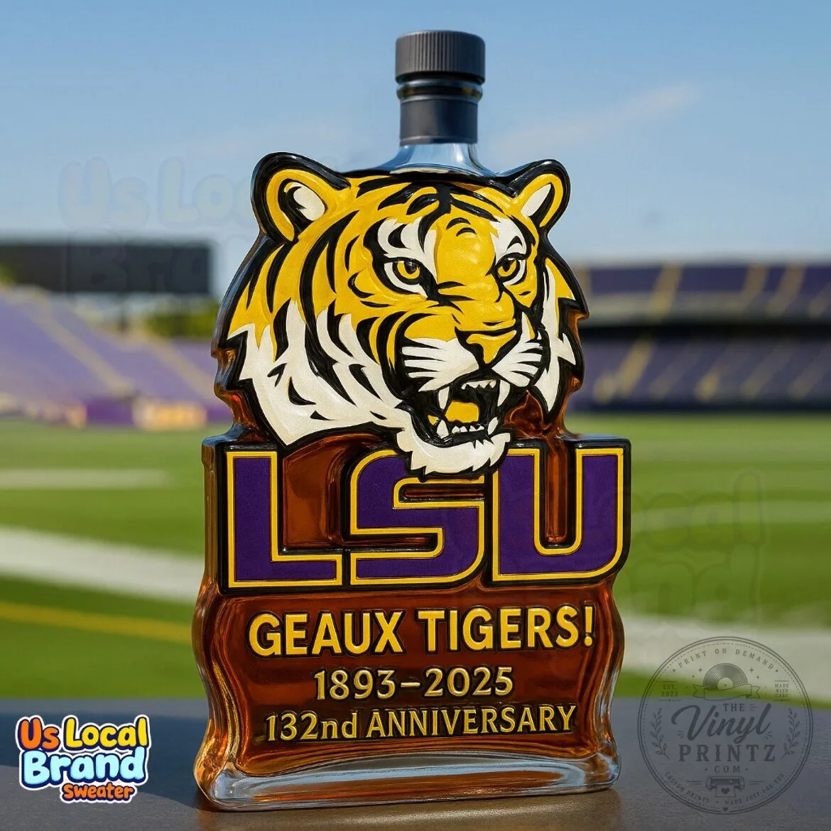 LSU Tigers Geaux Tigers 132nd Anniversary Whiskey Bottle Decanter 9 LSU Tigers Geaux Tigers 132nd Anniversary Whiskey Bottle Decanter
