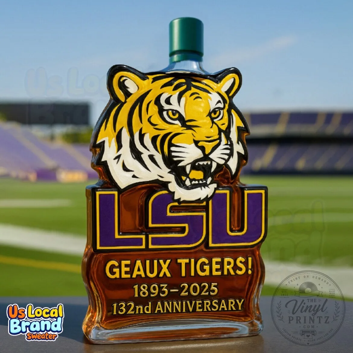 LSU Tigers Geaux Tigers 132nd Anniversary Whiskey Bottle Decanter 10 LSU Tigers Geaux Tigers 132nd Anniversary Whiskey Bottle Decanter