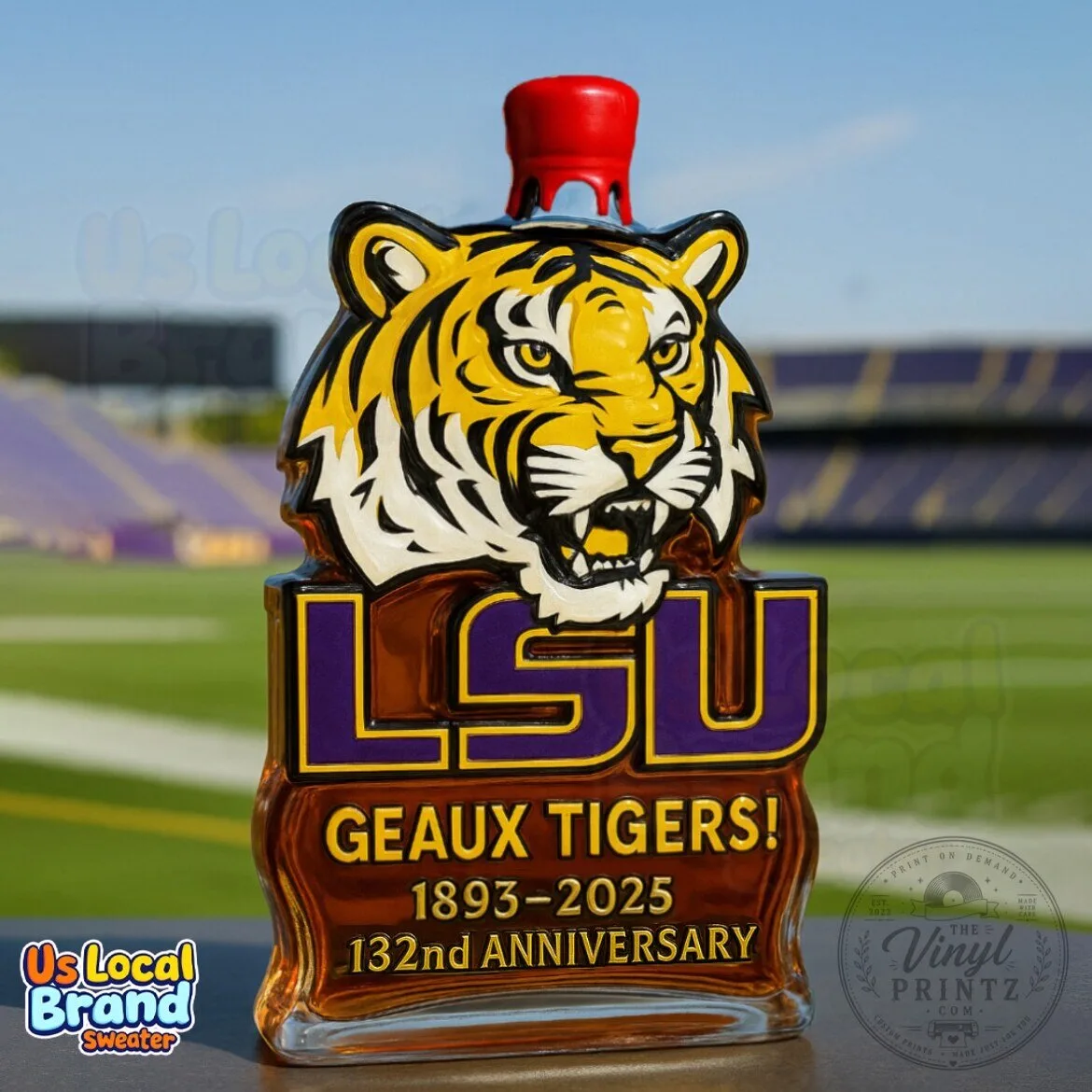 LSU Tigers Geaux Tigers 132nd Anniversary Whiskey Bottle Decanter 11 LSU Tigers Geaux Tigers 132nd Anniversary Whiskey Bottle Decanter
