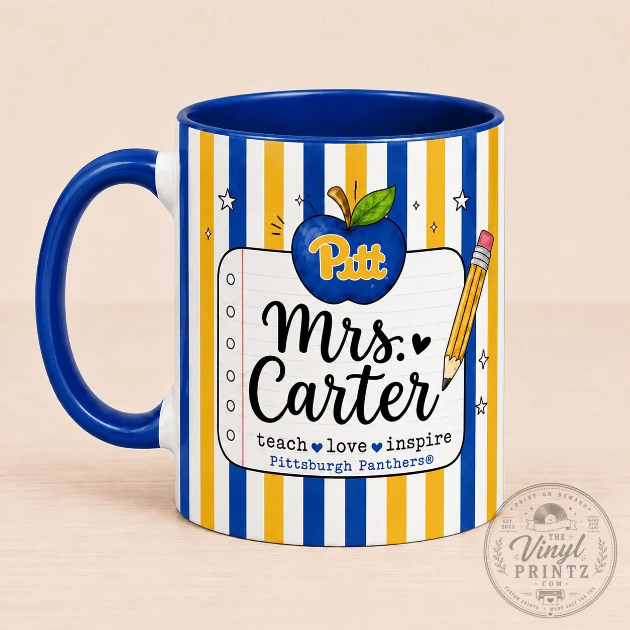 Pittsburgh Panthers Personalized Teacher Appreciation Coffee Mug 1 Pittsburgh Panthers Personalized Teacher Appreciation Coffee Mug