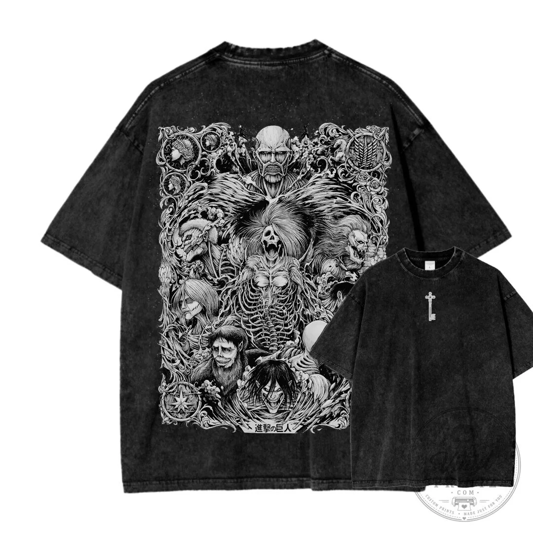 Eren Yeager Founding Titan Black Washed T-Shirt from Attack on Titan