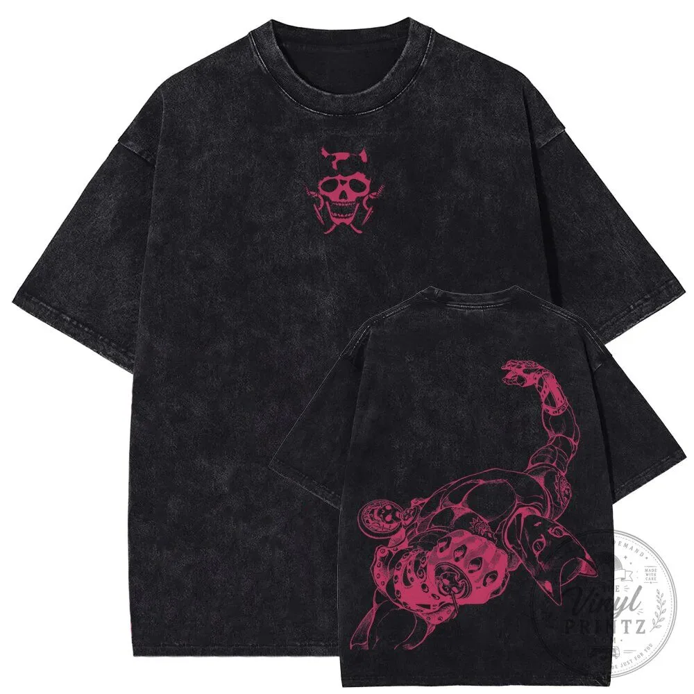 JoJo's Bizarre Adventure Killer Queen Skull Washed Black T-Shirt