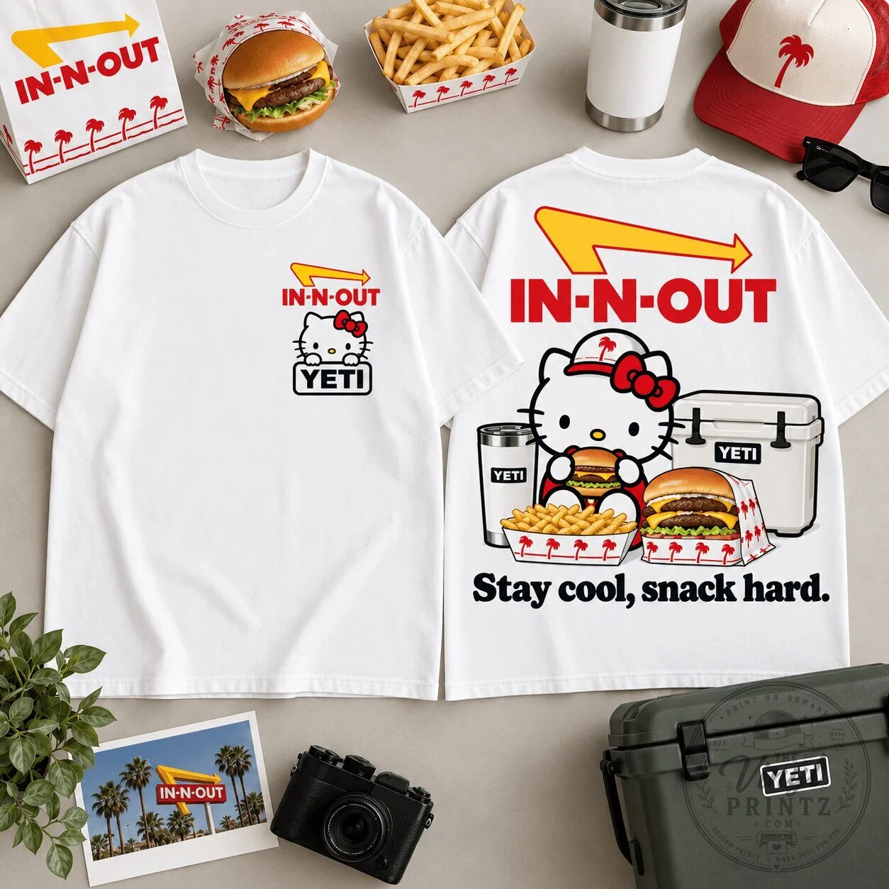 In-N-Out Burger Hello Kitty Yeti Stay Cool Snack Hard White T-Shirt