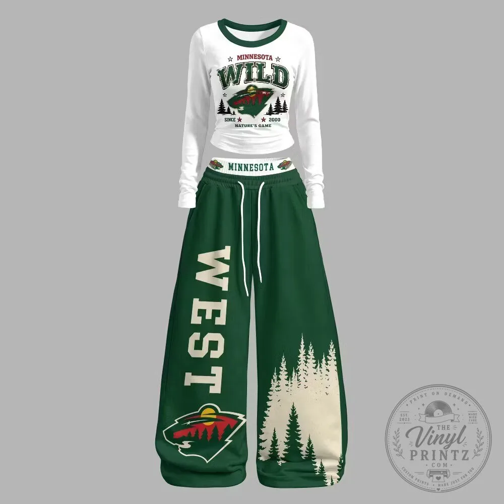 Minnesota Wild Forest Green Wide Leg Sweatpants and Long Sleeve Shirt Set