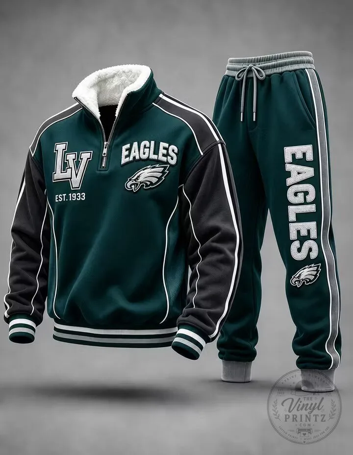 Philadelphia Eagles Quarter-Zip Fleece Pullover and Sweatpants Tracksuit Set