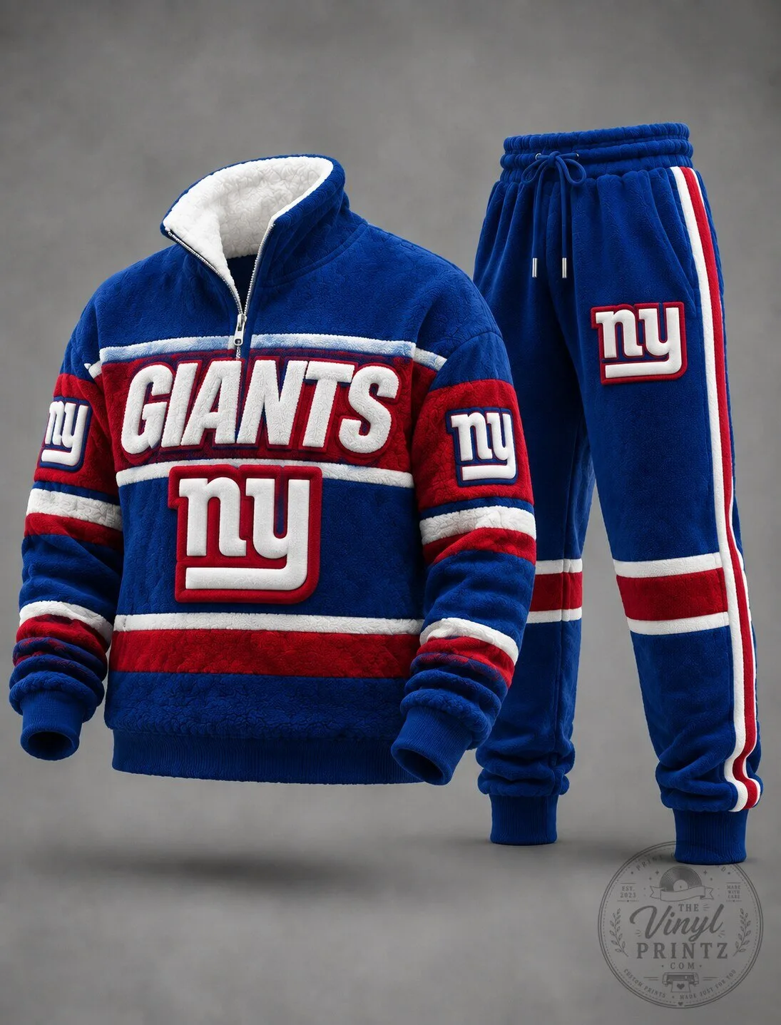 Tracksuit Featuring New York Giants Quarter-Zip Pullover Sweatshirt and Jogger Sweatpants