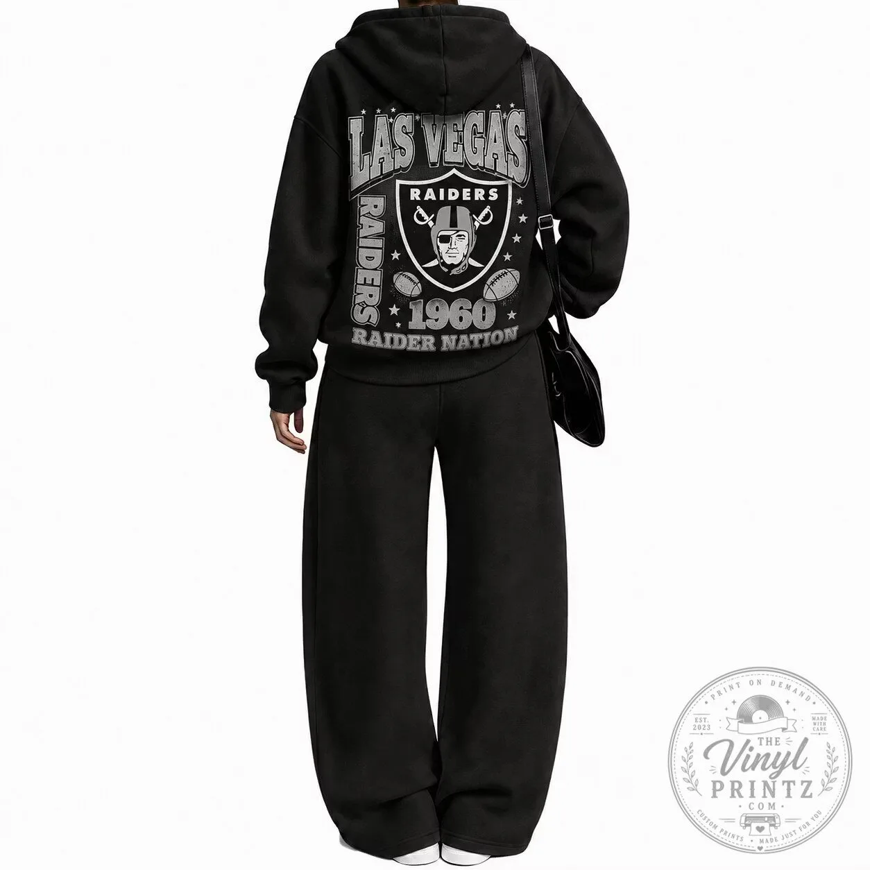 Las Vegas Raiders Football Team Black Graphic Print Pullover Hoodie