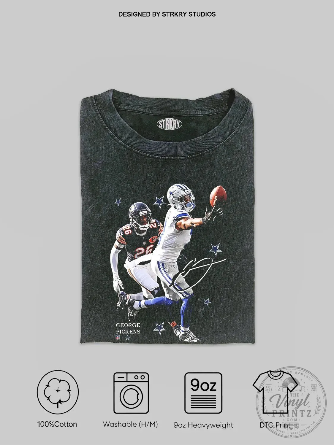 George Pickens Football Player Graphic Print Black Cotton T-Shirt