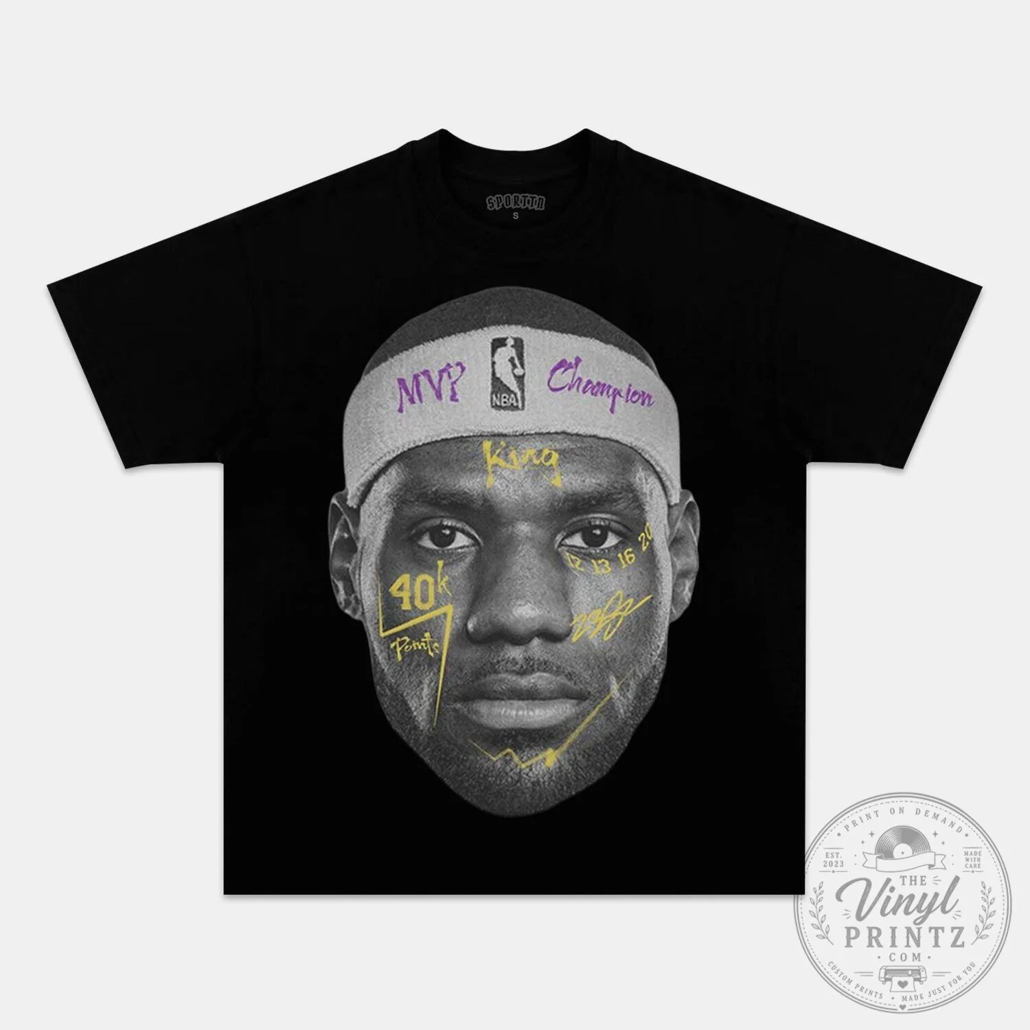 LeBron James MVP Champion Basketball Player Graphic Black T-Shirt