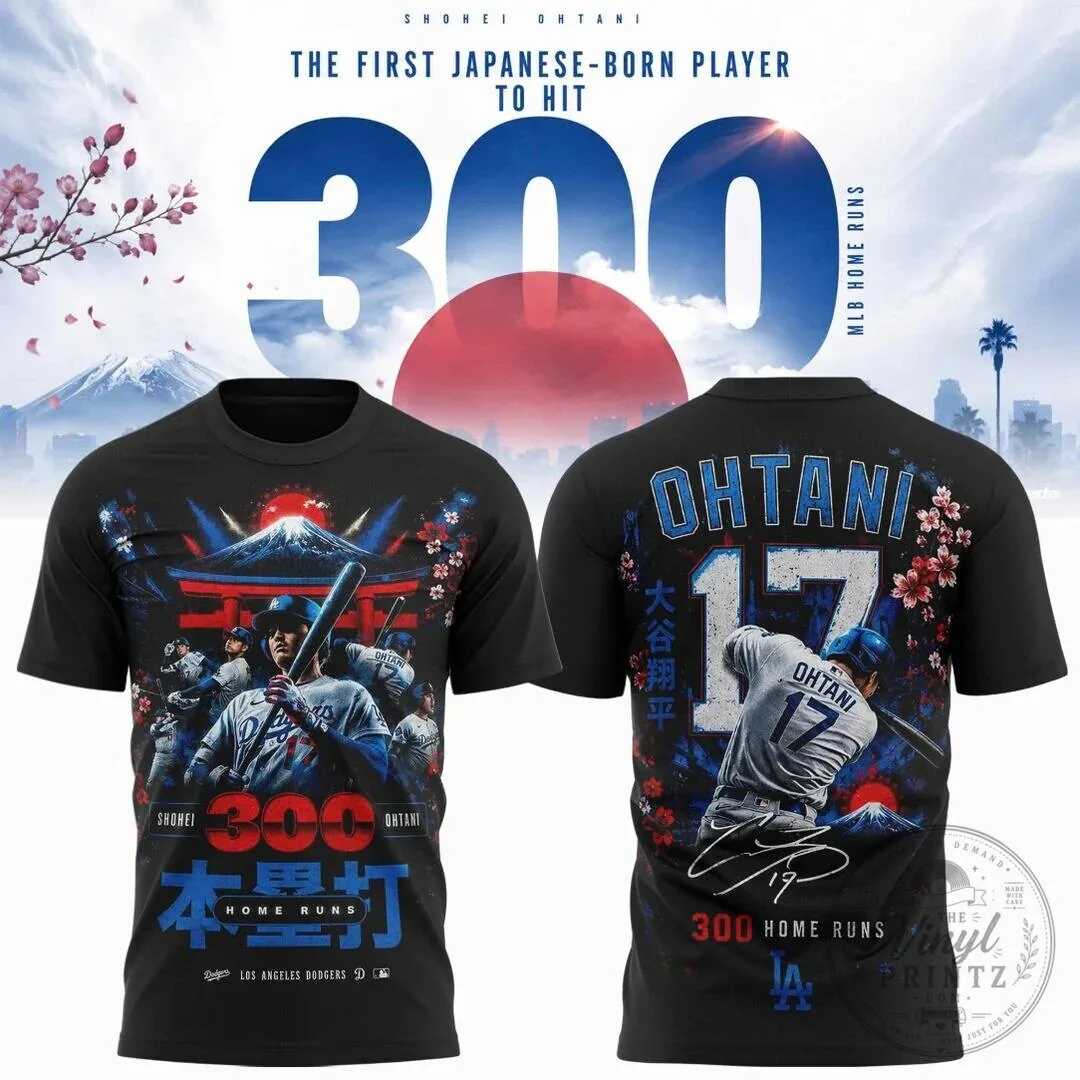 Shohei Ohtani 300 Home Runs Los Angeles Dodgers Baseball T-Shirt