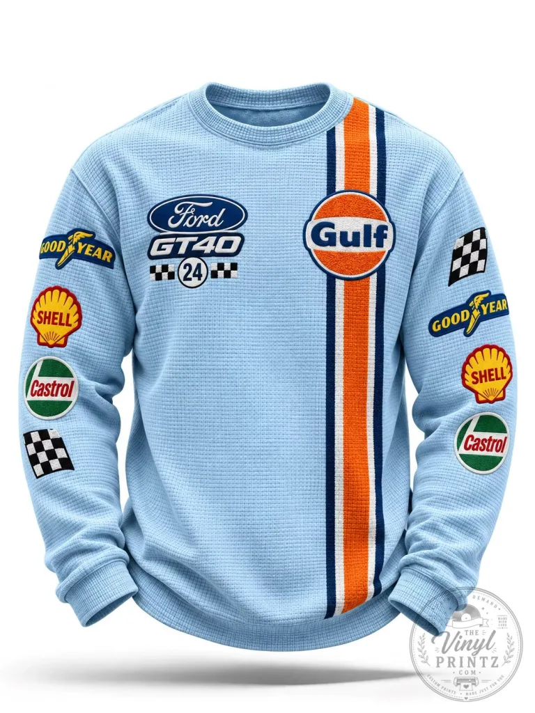 Ford GT40 Gulf Racing Team Retro Style Crewneck Sweatshirt