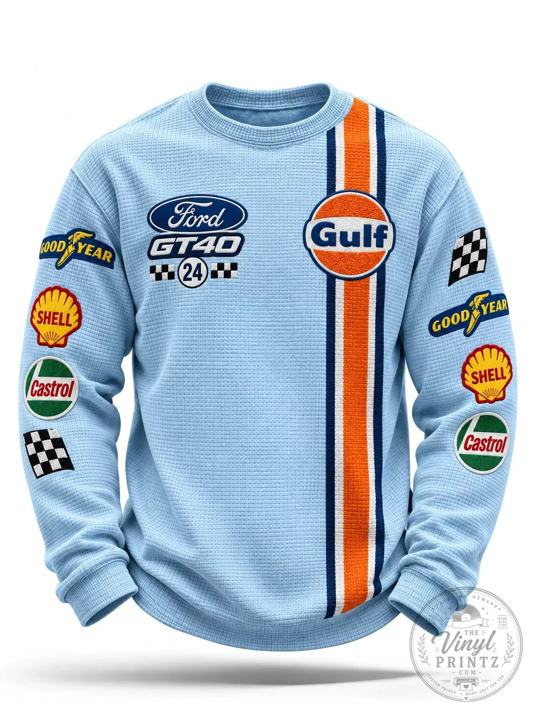 Ford GT40 Gulf Racing Team Retro Style Crewneck Sweatshirt