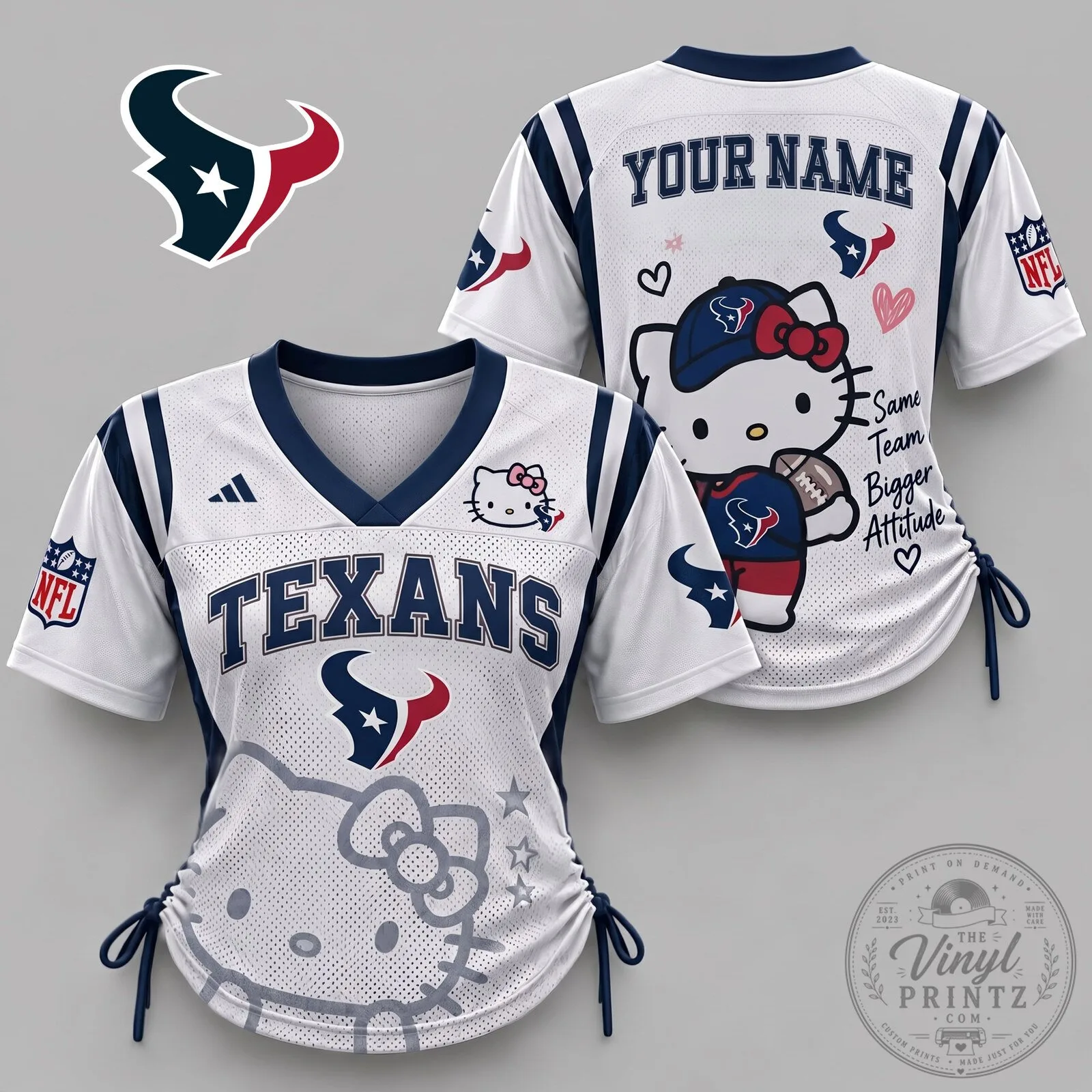 Houston Texans Hello Kitty Sweetheart Varsity Women's Football Jersey