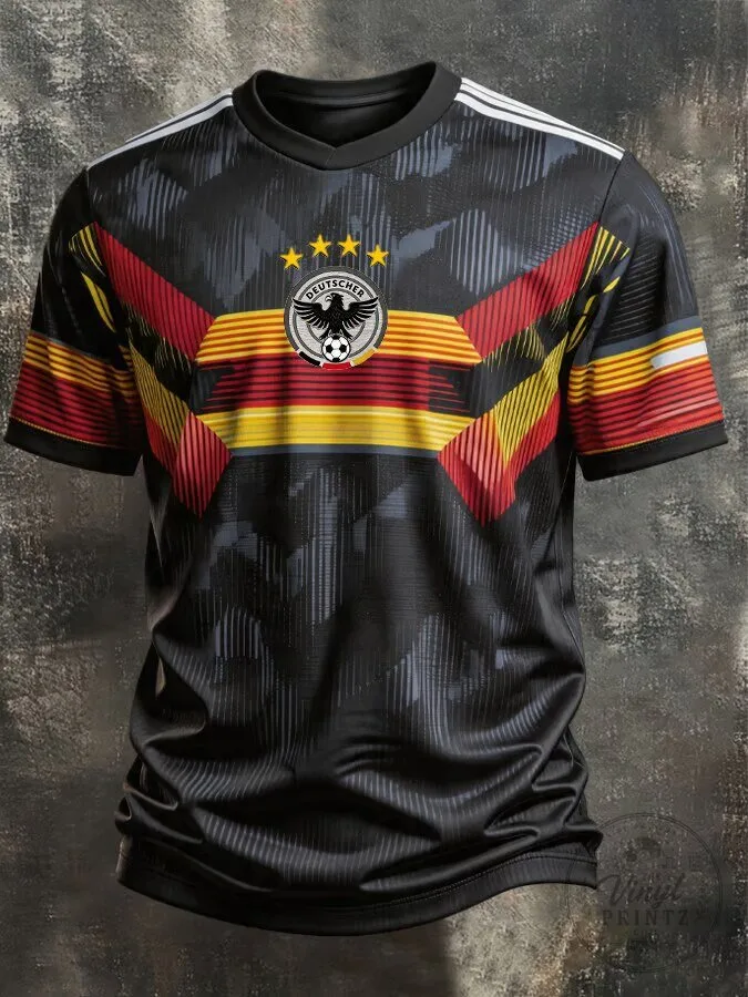 Soccer Jersey Featuring Germany National Team's Black Geometric Design 5 Soccer Jersey Featuring Germany National Team