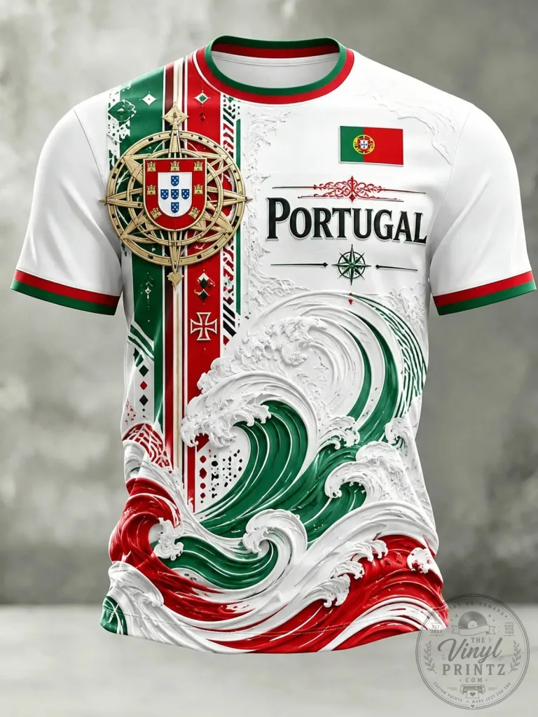 Portugal Football Match Cheering Art Print T-Shirt for Men
