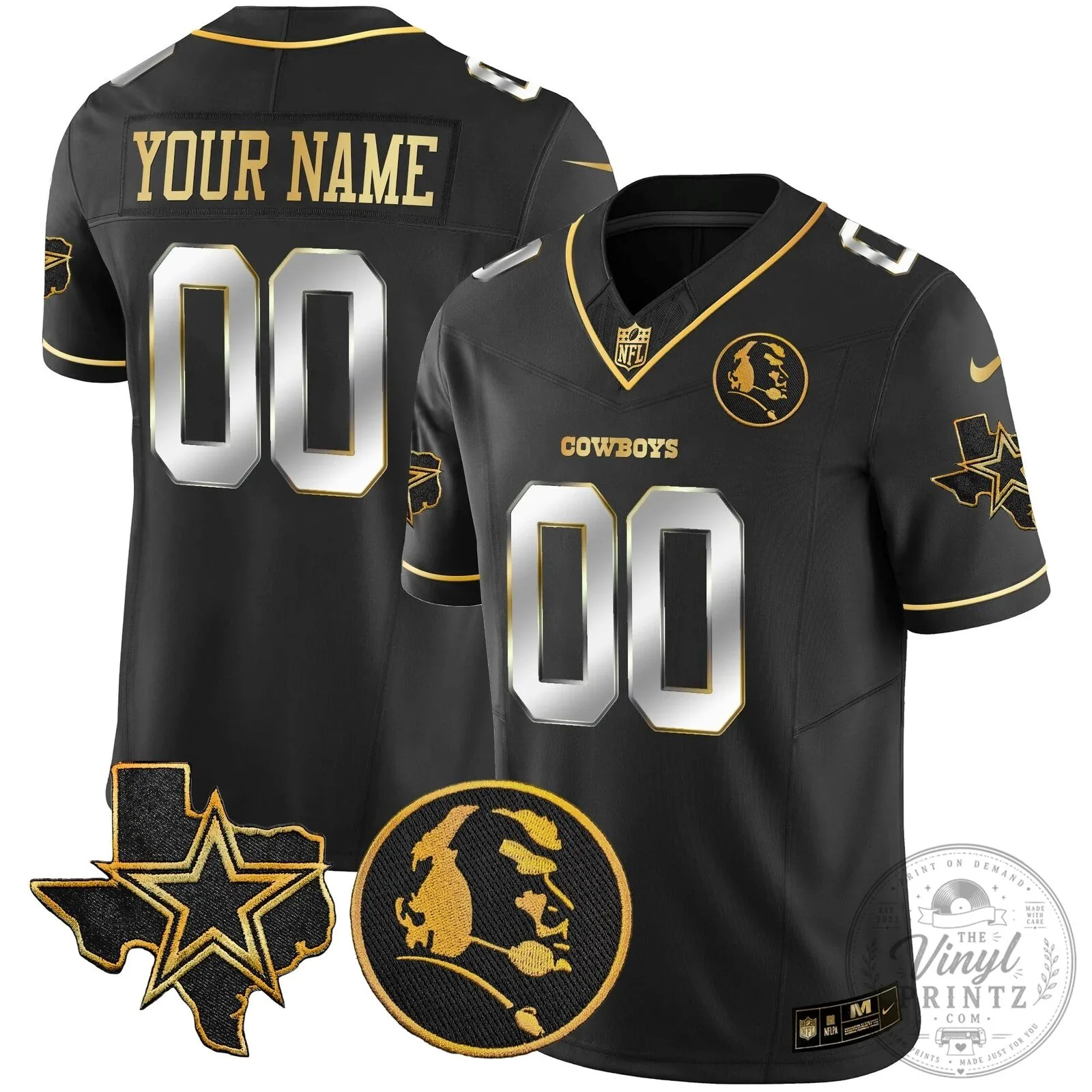 John Madden Dallas Cowboys Black Gold Vapor Limited Custom Football Jersey 11 John Madden Dallas Cowboys Black Gold Vapor Limited Custom Football Jersey