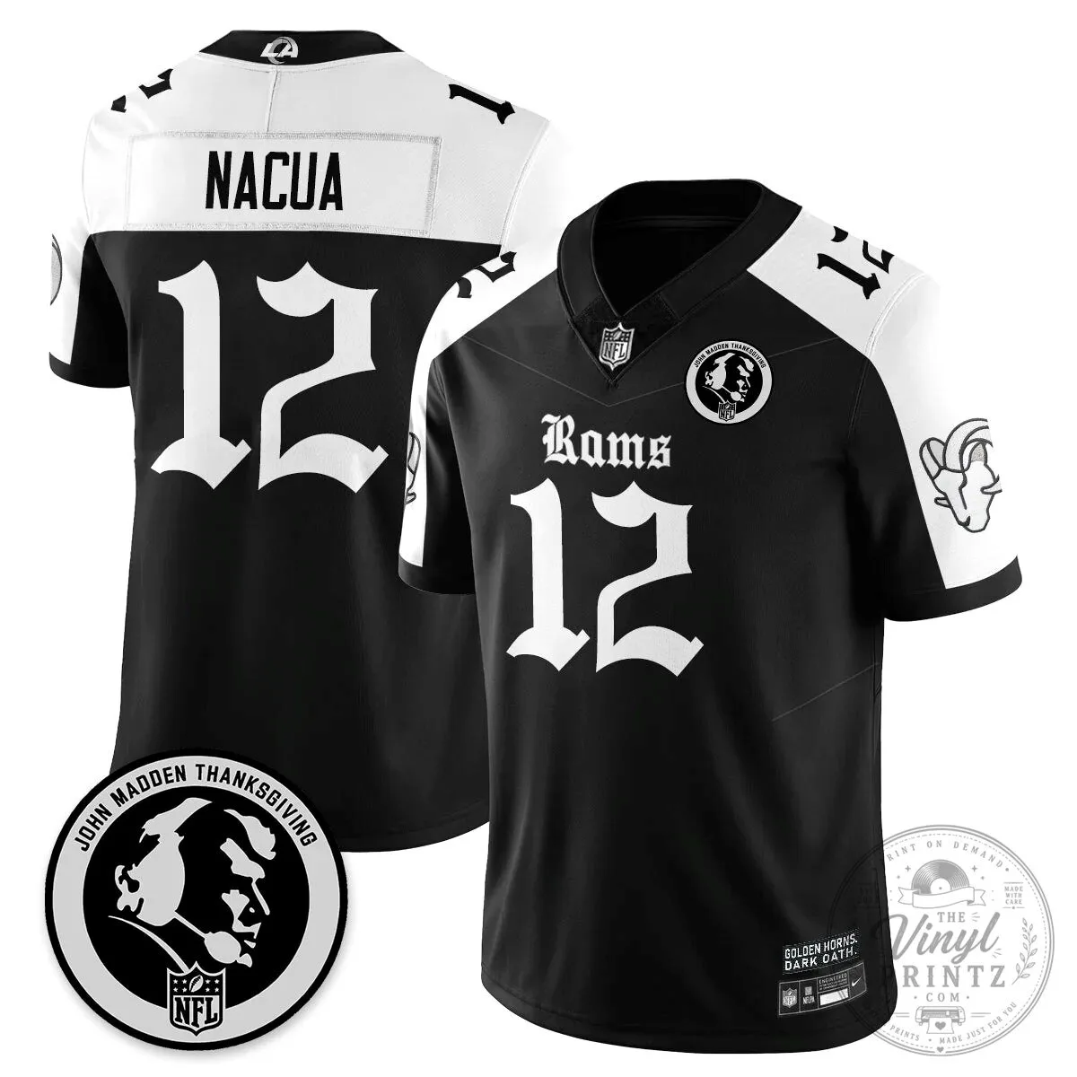 John Madden Los Angeles Rams Puka Nacua Black Football Jersey