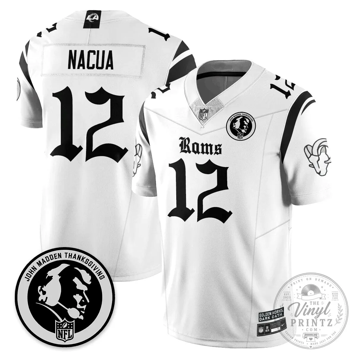 John Madden Los Angeles Rams Puka Nacua Black Football Jersey