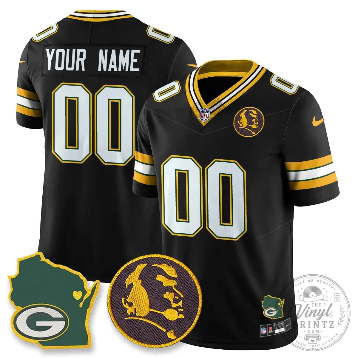 John Madden Football Jersey Custom Name and Number Green Bay Packers Black 11 John Madden Football Jersey Custom Name and Number Green Bay Packers Black