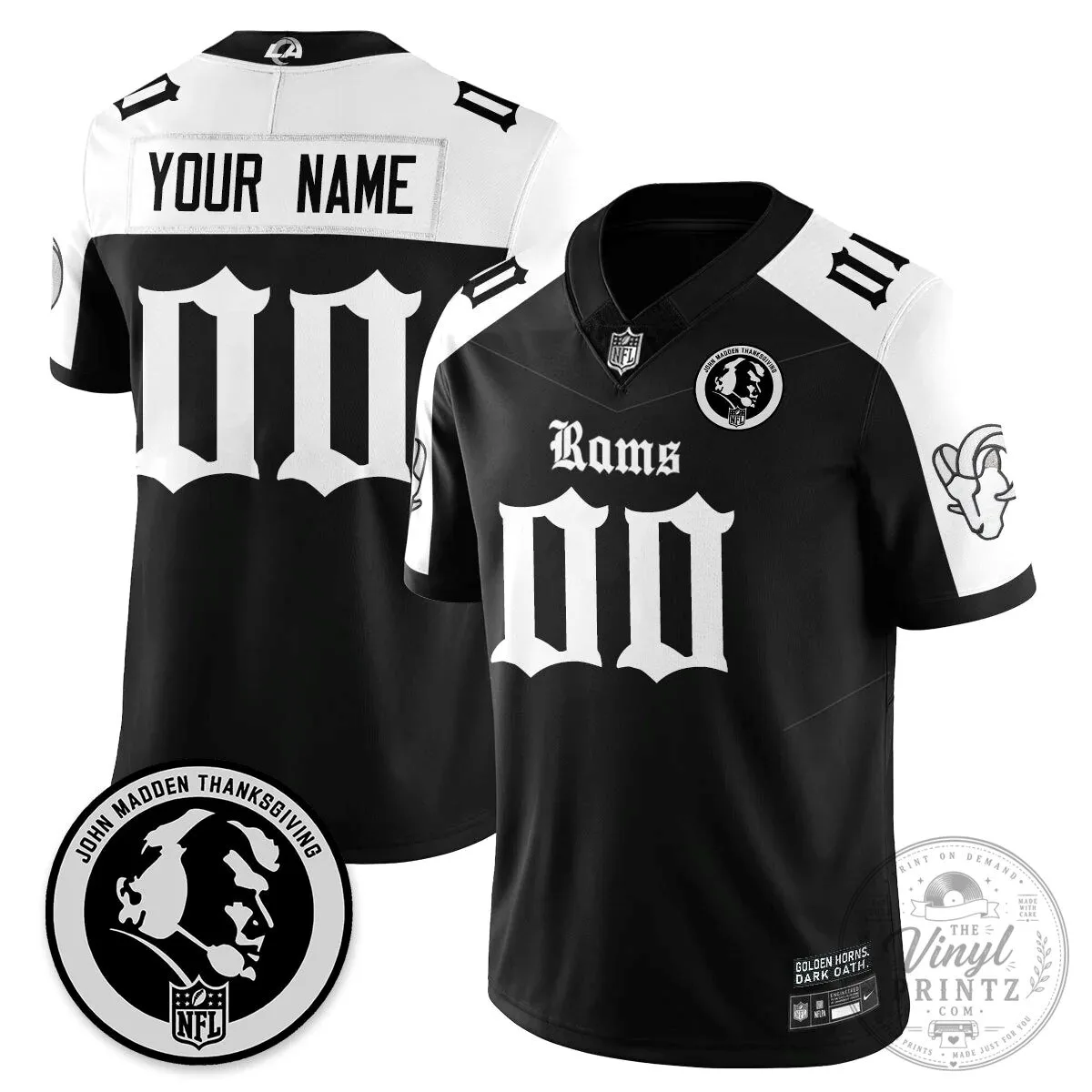 Custom Football Jersey for Los Angeles Rams - John Madden Thanksgiving Edition