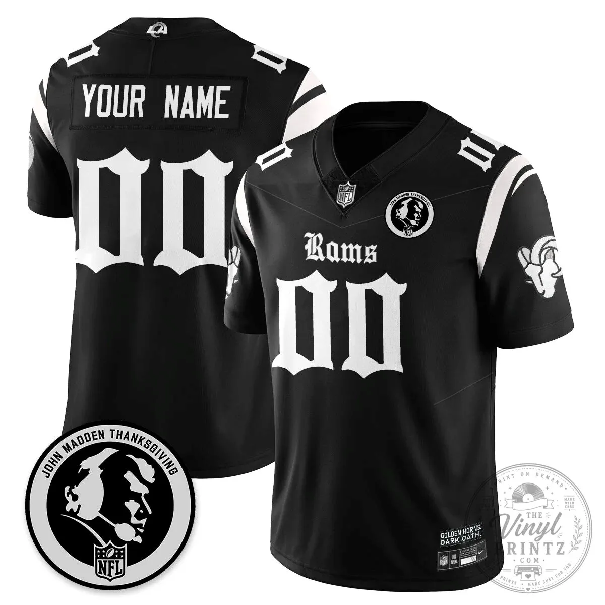 Custom Football Jersey for Los Angeles Rams - John Madden Thanksgiving Edition 8 Custom Football Jersey for Los Angeles Rams - John Madden Thanksgiving Edition