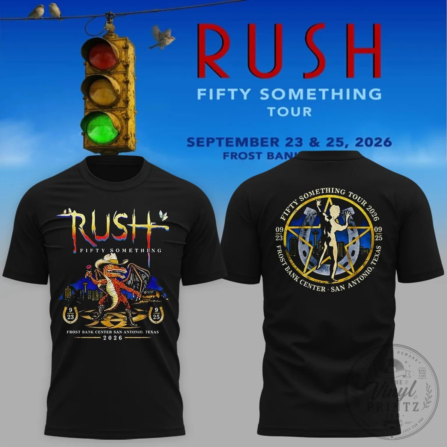 Rush Fifty Something Tour San Antonio Texas 2026 Concert Black T-Shirt