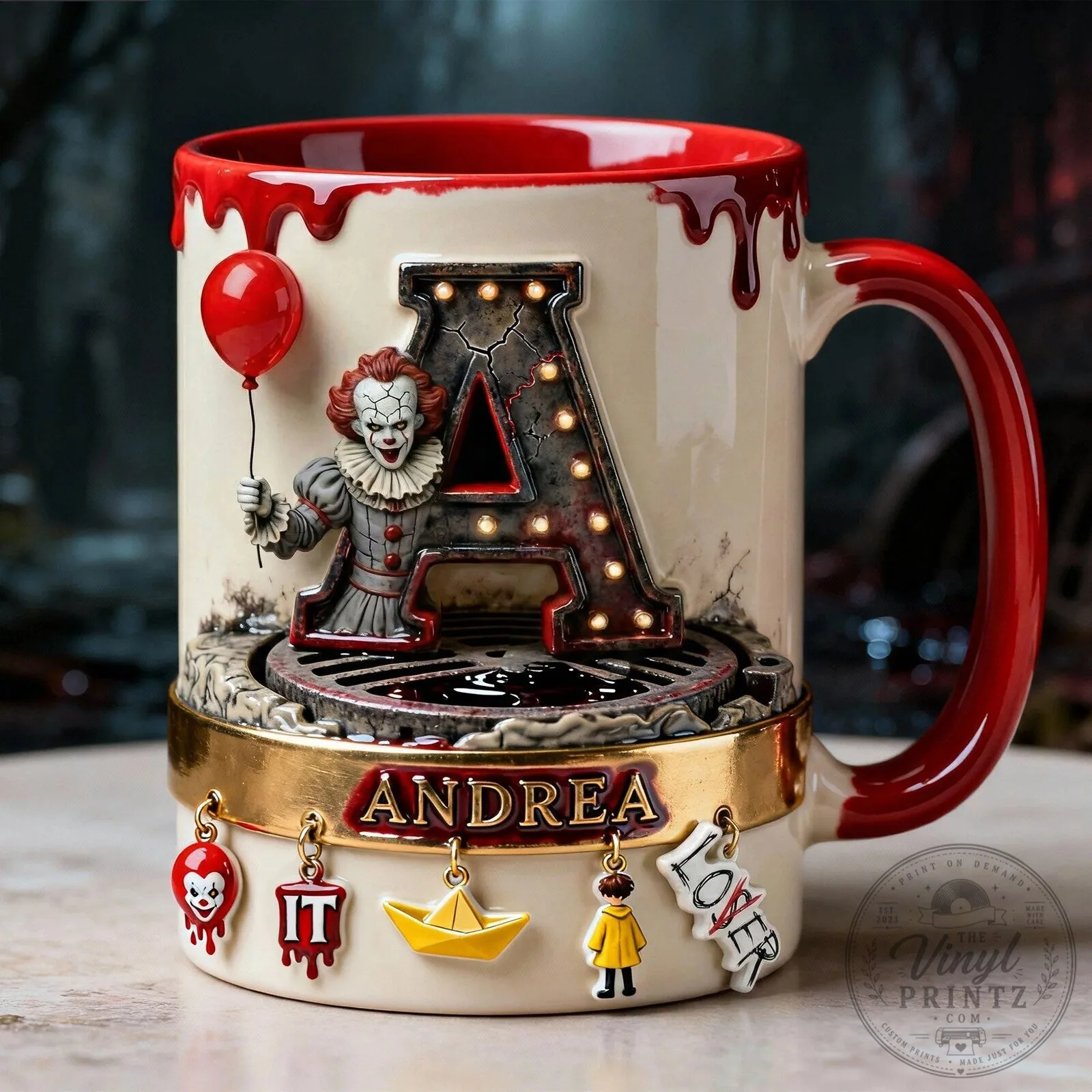 Pennywise The Dancing Clown It Movie Personalized Initial Letter Mug
