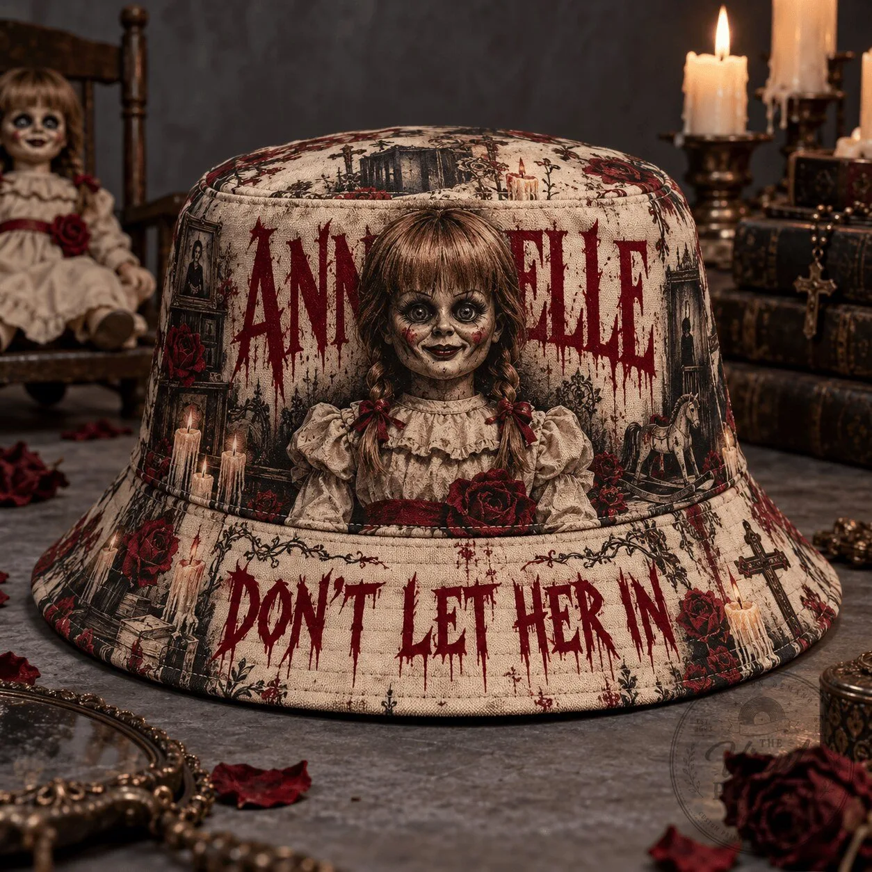 Annabelle Horror Movie Doll Don't Let Her In Bucket Hat