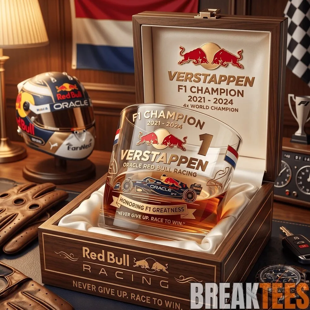 Max Verstappen Red Bull Racing Formula 1 Champion Whiskey Glass