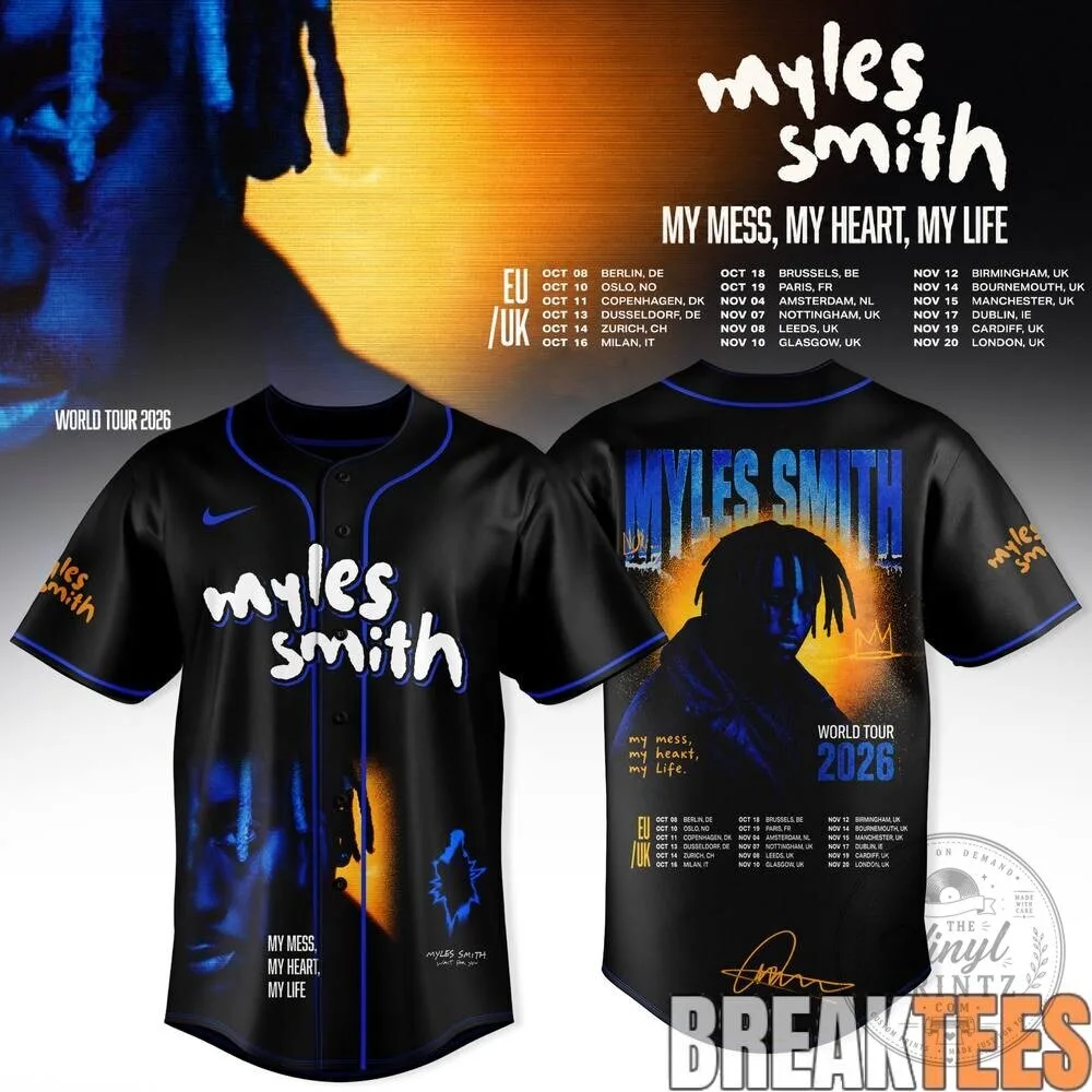 Myles Smith My Mess, My Heart, My Life World Tour 2026 Baseball Jersey 1 Myles Smith My Mess, My Heart, My Life World Tour 2026 Baseball Jersey