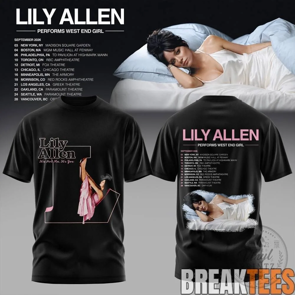 Lily Allen Performs West End Girl Tour 2026 Concert Dates Black T-Shirt