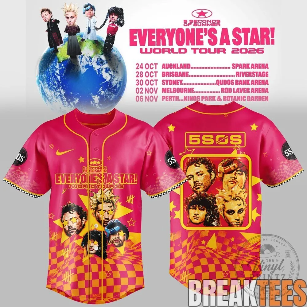5 Seconds of Summer Everyone's A Star World Tour Baseball Jersey 4 5 Seconds of Summer Everyone's A Star World Tour Baseball Jersey