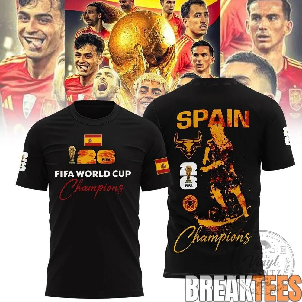 Spain National Football Team FIFA World Cup Champions Black T-Shirt