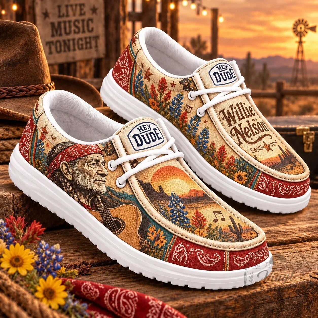 Willie Nelson Desert Guitar Legend Loafer Shoes