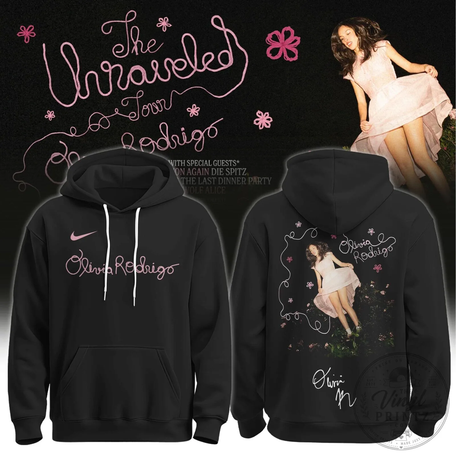 Olivia Rodrigo The Unraveled Tour Black Hoodie with Special Guests