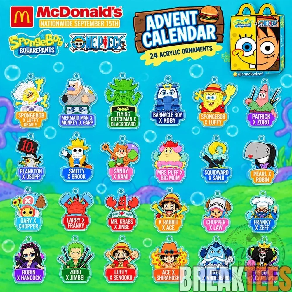 SpongeBob SquarePants One Piece McDonald's Advent Calendar 24 Acrylic Ornaments 4 SpongeBob SquarePants One Piece McDonald's Advent Calendar 24 Acrylic Ornaments