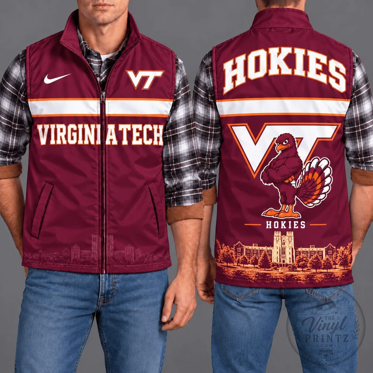 Virginia Tech Hokies Full Zip Sleeveless Vest Jacket