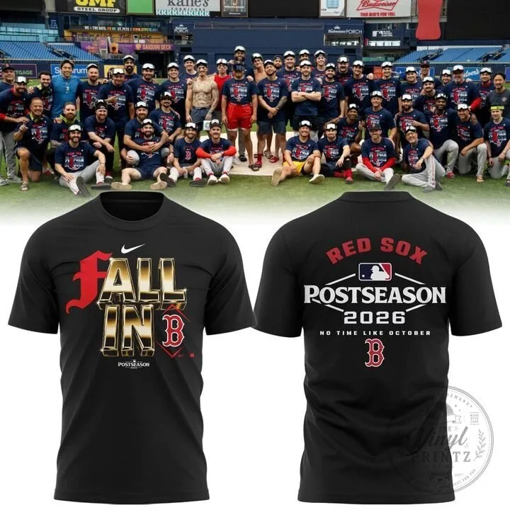 Boston Red Sox 2026 Postseason Fall In Baseball Fan Black T-Shirt